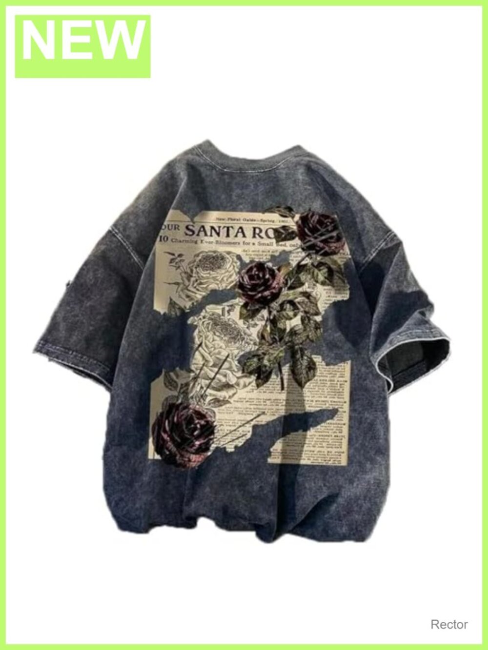 Unisex Y2K Oversized Graphic Tee Rose Letter Print Gothic Grunge Short Sleeve